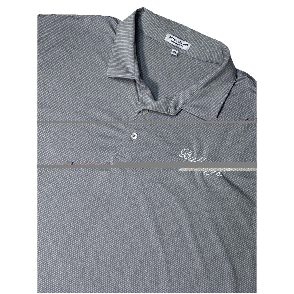 Peter Millar Summer Comfort Polo XXL Gray Stripe Bulldogs Golf Shirt Tall‎
